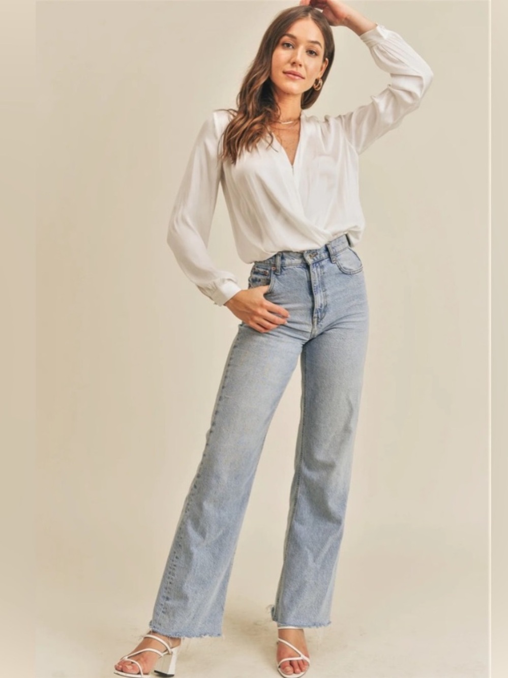 RESET by Jane White Satin Long Sleeve Wren‎ bodysuit S